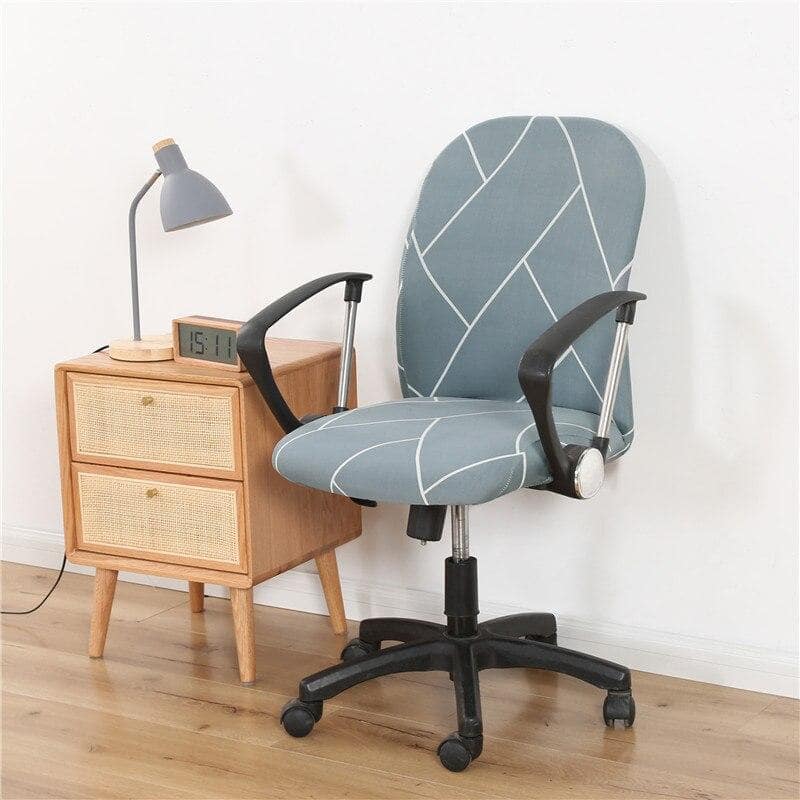 Grå Kontorstolebetræk Med Hvide Streger