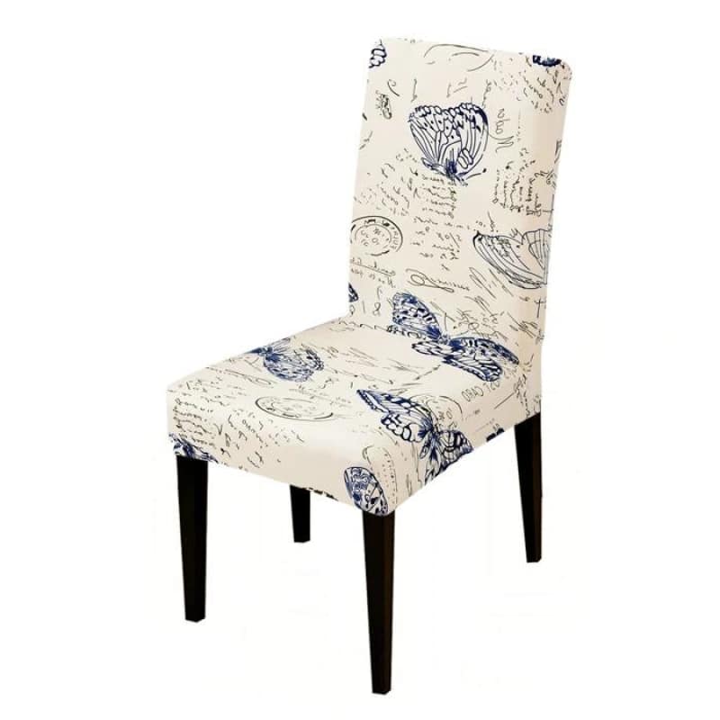 Hvidt Stolebetræk Med Sommerfugle