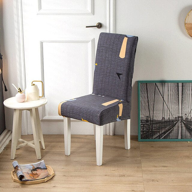 Grå Stolebetræk Med Orange Mønster