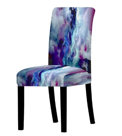 Blå Farverig Marmoreret Stolebetræk