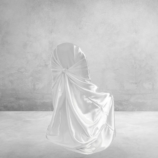 Hvid Satin Bryllup Stolebetræk