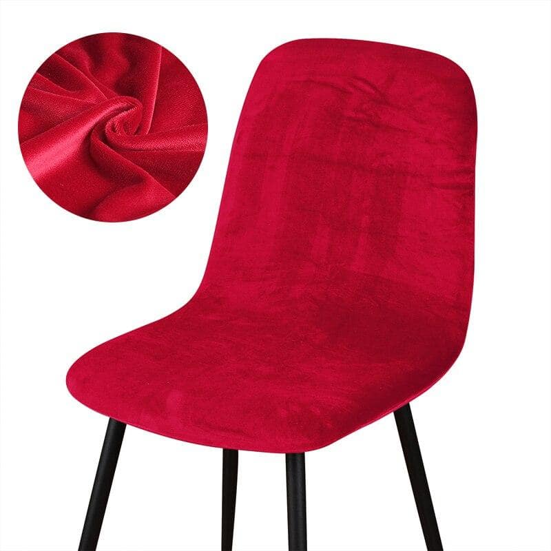 Scandinavian Velvet Chair Cover Red Flower