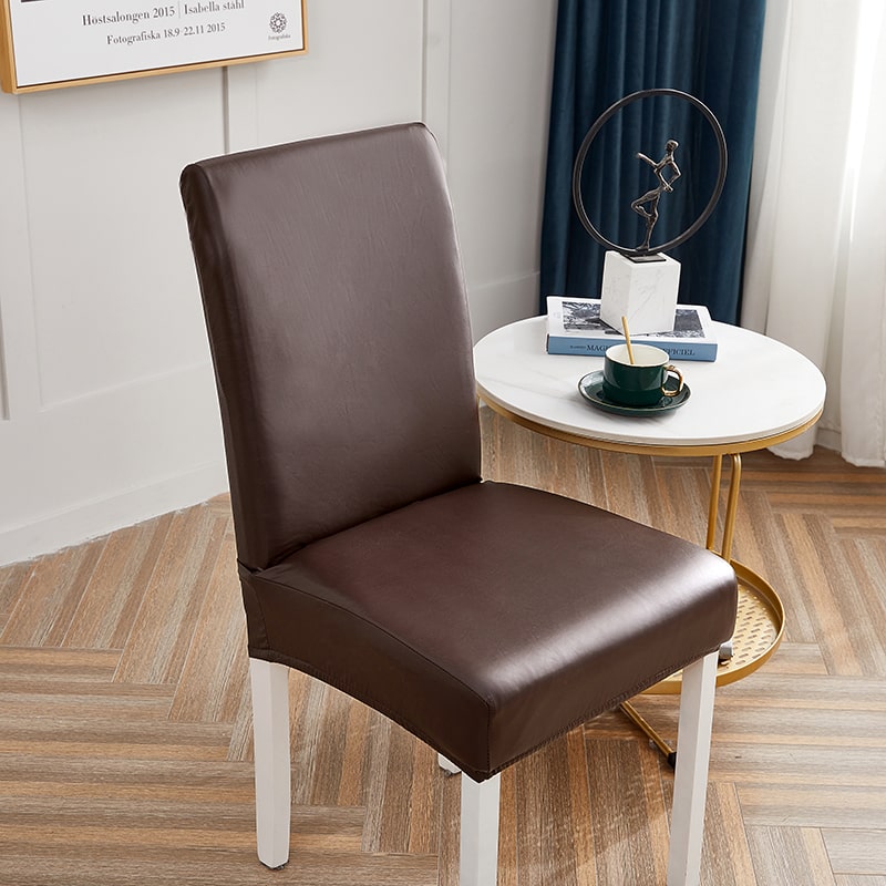 Brunt Imiteret Læder Stolebetræk