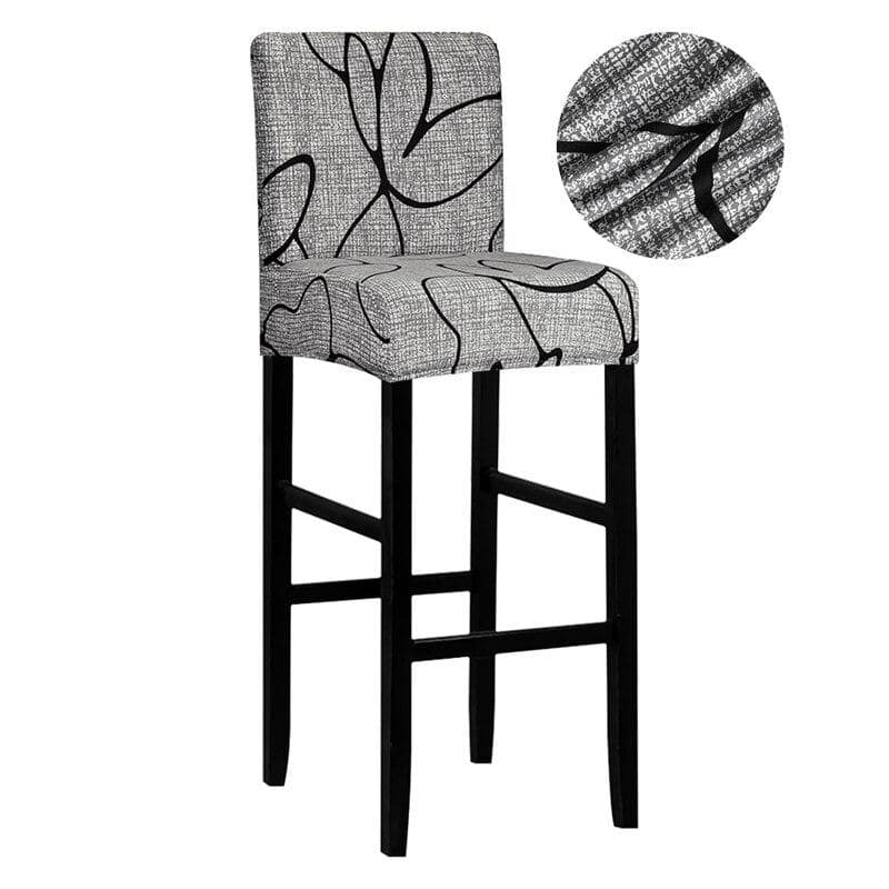 Grå Barstolsovertræk Med Sorte Mønstre